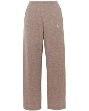 Sporty & Rich Src Embroidered Cashmere And Wool Blend Casual Trousers - Grey