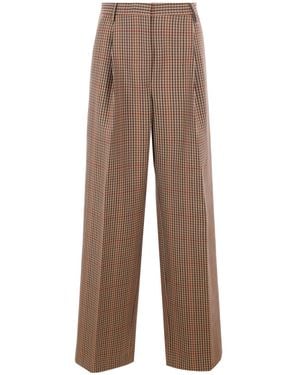 Dries Van Noten Checked Pleated Trousers - Brown