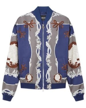 Versace Pattern-Printed Zipped Jacket - Blue