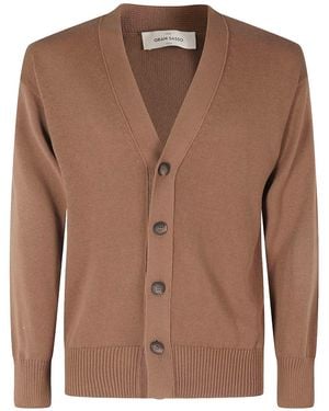 Gran Sasso Long-Sleeved Knitted Cardigan - Brown