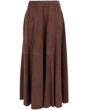 Arma Eleni High-Waisted Suede Skirt - Brown