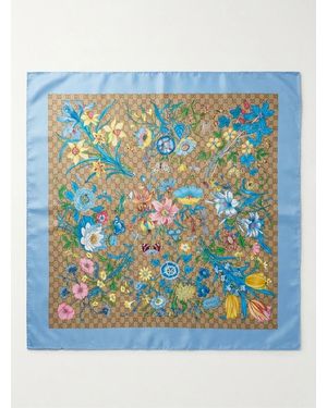 Gucci Printed Square Scarf - Blue