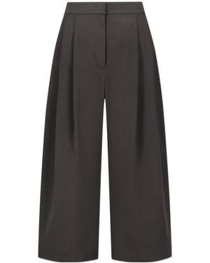 Amomento Double-Pleated Wide-Leg Trousers - Grey