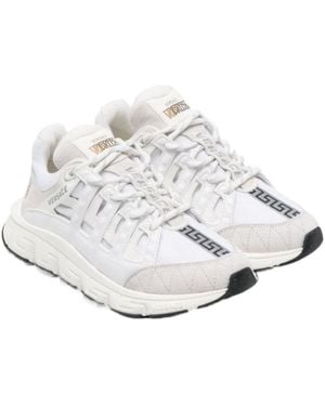 Versace キッズ ロゴパッチ レースアップ スニーカー - White