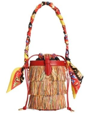 Dolce & Gabbana Raffia Capri Bucket Bag - Red