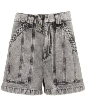 Isabel Marant Logo Denim Shorts - Grey