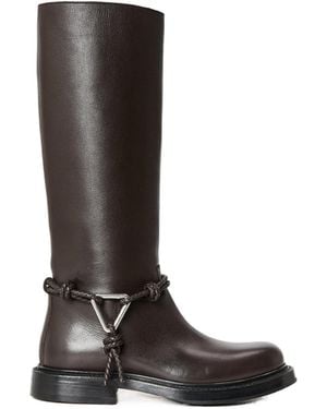 Bottega Veneta Smooth Leather Knee High Boots - Brown