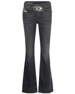 DIESEL Logo Detailed Low-Waisted Flared Jeans - Grey