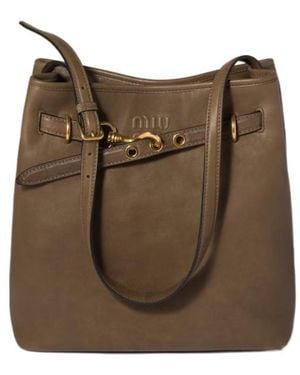 Miu Miu Aventure Nappa Leather Bucket Bag - Brown