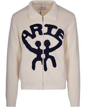 Arte' Long-Sleeved Cardigan - White