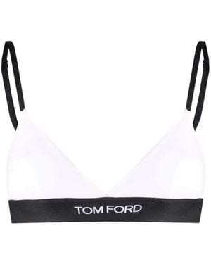 Tom Ford Logo-Band Triangle Bra - White