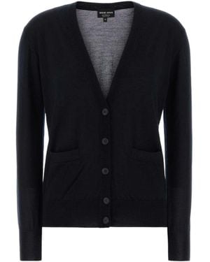 Giorgio Armani V-Neck Buttoned Cardigan - Black