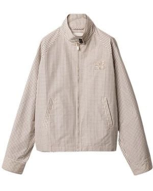 Miu Miu Checked Technical Fabric Blouson Jacket - Natural