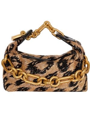 Balmain Sync Mini Leopard Pattern Embroidered Bag - Metallic