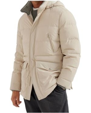 Brunello Cucinelli Zip-Up Hooded Puffer Jacket - Natural