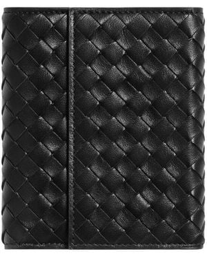 Bottega Veneta Intrecciato Piccolo Small Bi-Fold Zipped With Flap - Black
