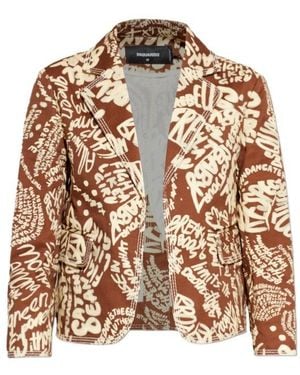 DSquared² Rebel Hibiscus Maggie Jacket - Brown