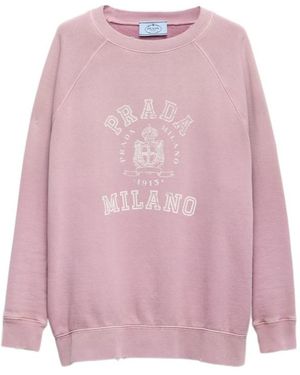 Prada Cotton Crew-Neck Sweatshirt - Pink