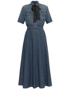 Valentino Collared Short-Sleeved Dress - Blue