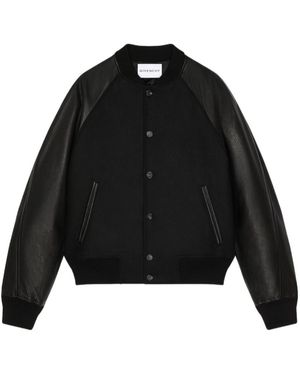 Givenchy Apos;S Mixed Material Wool And Leather Bomber Jacket - Black