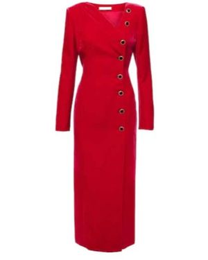 Alessandra Rich Velvet Midi Dress - Red