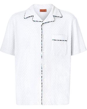 Missoni Zigzag Patterned Bowling Shirt - White