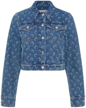 Marine Serre Moon-Print Buttoned Jacket - Blue
