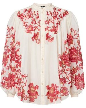 Etro Floral Cotton Voile Blouse - Red