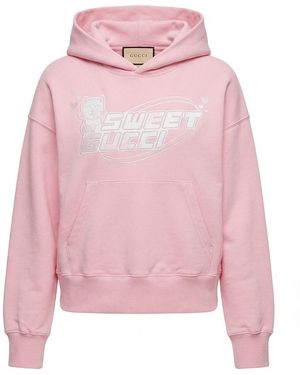 Gucci Logo Printed Hoodie - Pink