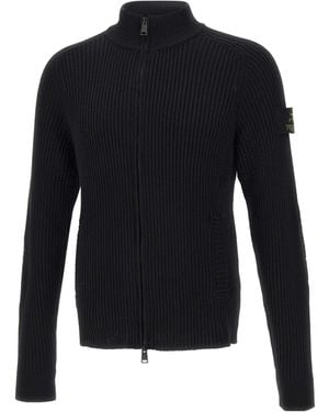 Premiata Ribbed Zip-Up Cardigan - Blue