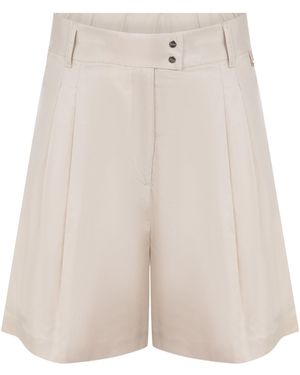 Herno Pleated High-Waist Shorts - White