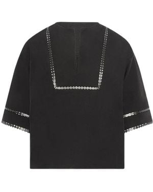 Yves Salomon Short-Sleeve Blouse - Black