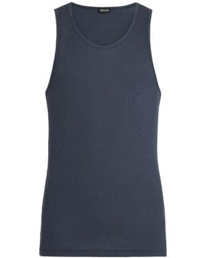 ZEGNA Cotton Blend Tank Top - Blue