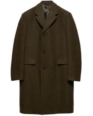 Prada Single-Breasted Wool Coat - Green
