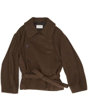 Lemaire Short Wrap Coat - Brown