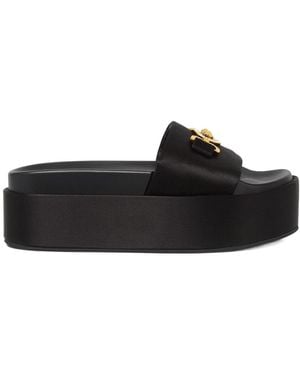 Versace Medusa Head Platform Mules - Black