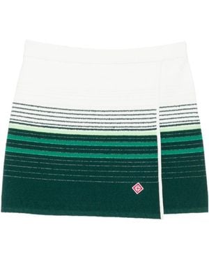 CASABLANCA Striped Wrap-Front Mini Skirt - Green