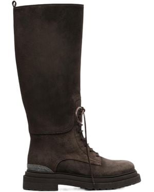 Brunello Cucinelli Monili Lace-Up Boots - Black