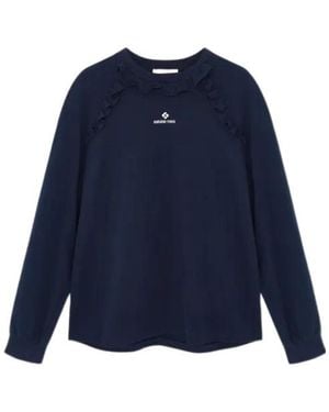 ShuShu/Tong Ruffle-Trimmed Long-Sleeve T-Shirt - Blue