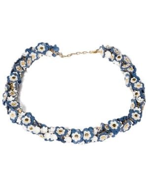 Miu Miu Metal And Leather Necklace - Metallic