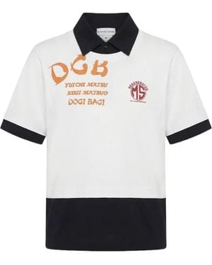 Marine Serre Graphic-Printed Colour Blocked Polo Shirt - White