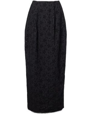 Posse Salma Embroidered Cotton Maxi Skirt - Black