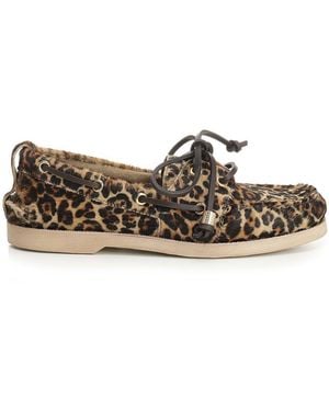 Golden Goose Leopard Printed Boat Moccasins - Brown
