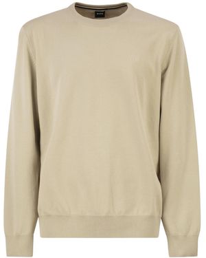 BOSS Boss Logo Embroidered Sweater - Natural
