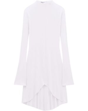 Courreges High-Neck Long-Sleeve Midi Dress - White