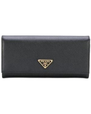 Prada Logo Plaque Continental Wallet - Grey