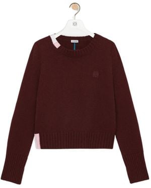 Loewe Anagram Embroidered Knitted Pullover - Purple