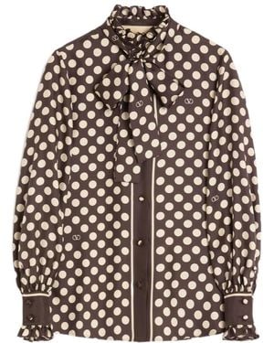 Valentino Twill Shirt With Plus De Pois Print - Multicolor