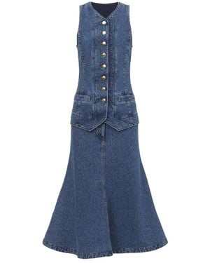 Chloé Chloé V-Neck Two Piece Set Denim Dress - Blue