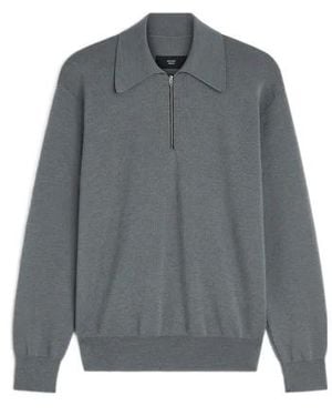 Phoebe Philo Half-Zip Polo Collar Knit Jumper - Grey
